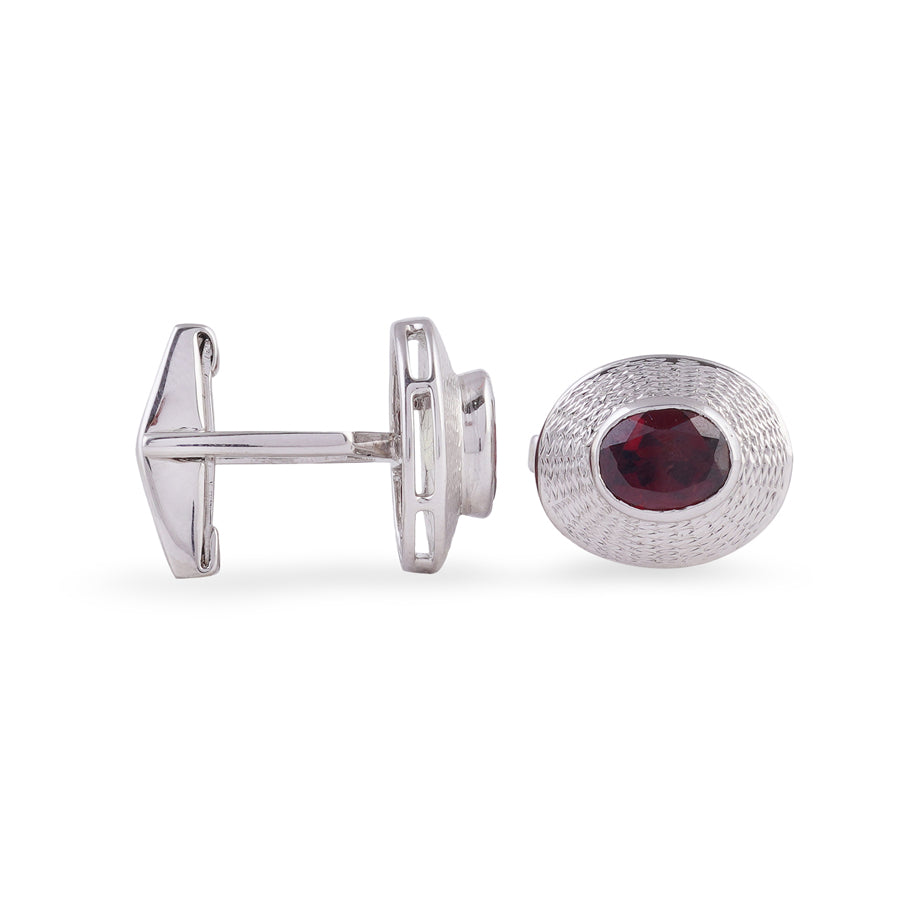 Sterling Silver Garnet Cufflinks