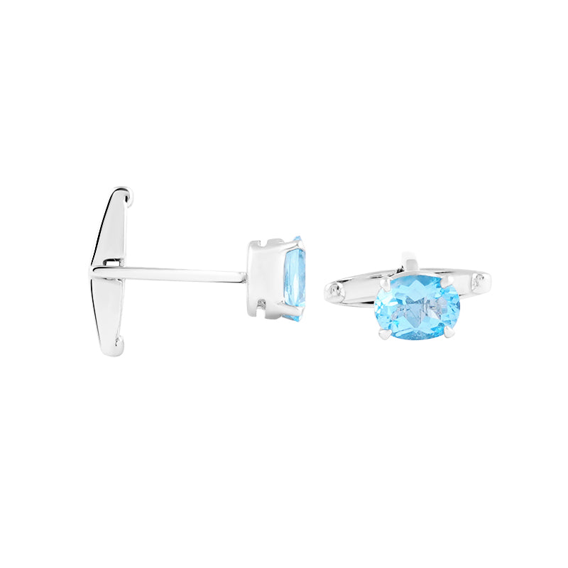 Sterling Silver Blue Topaz Cufflinks