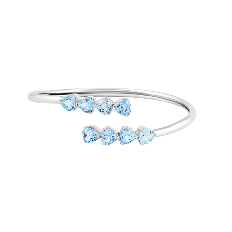 Sterling Silver Blue Topaz Bangle in Heart Shape