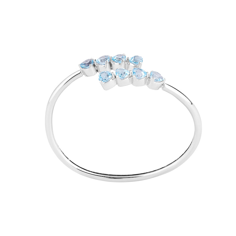 Sterling Silver Blue Topaz Bangle in Heart Shape