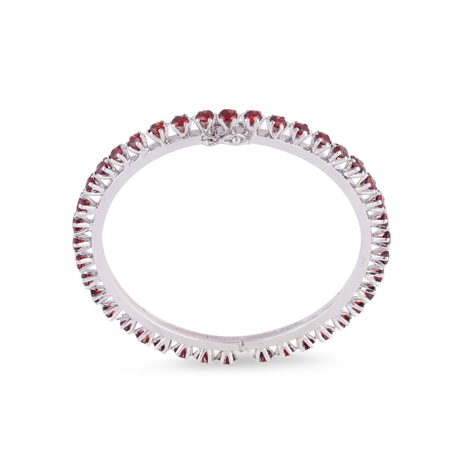 Sterling Silver Garnet Bangle