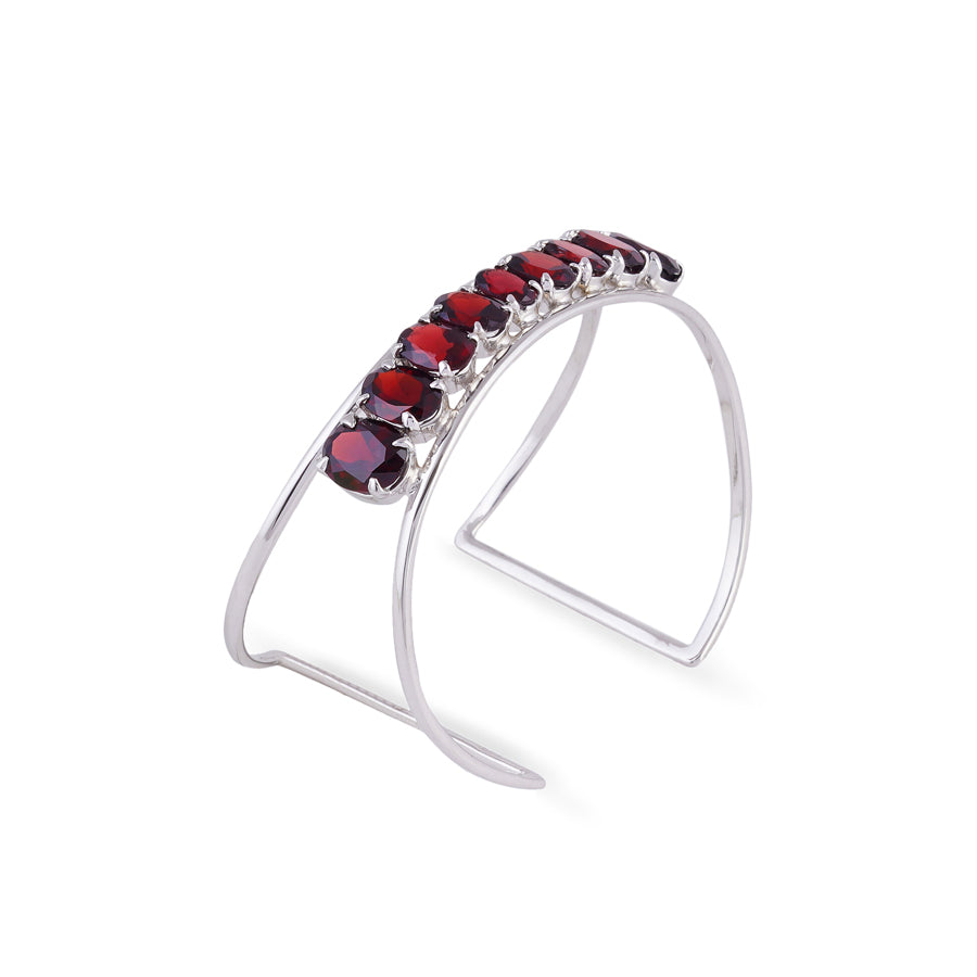 Sterling Silver Garnet Bangle