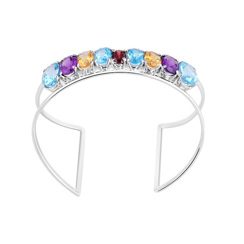 Sterling Silver Multi Stone Bangle