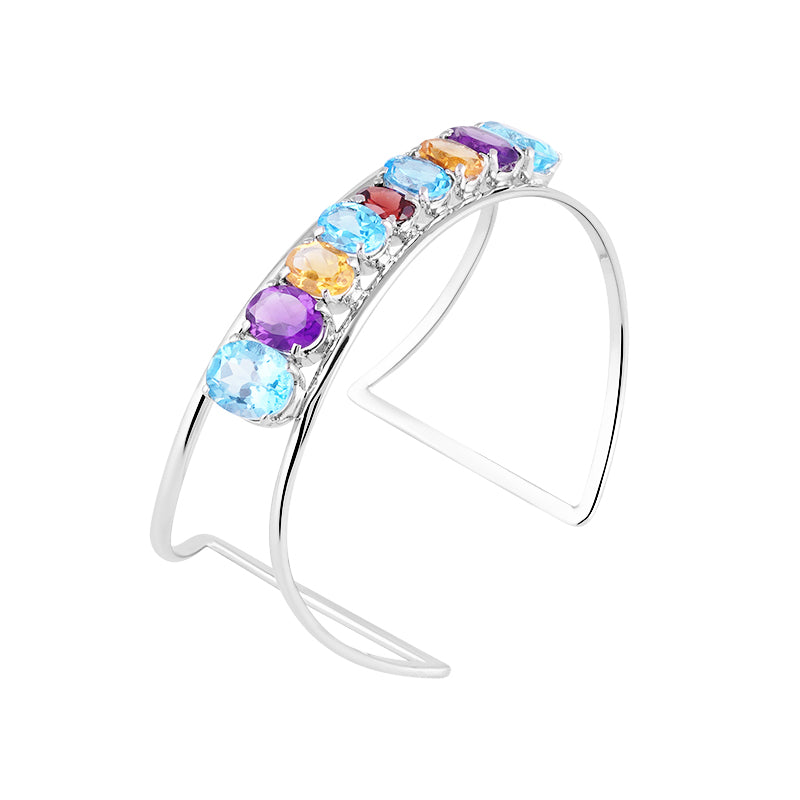 Sterling Silver Multi Stone Bangle