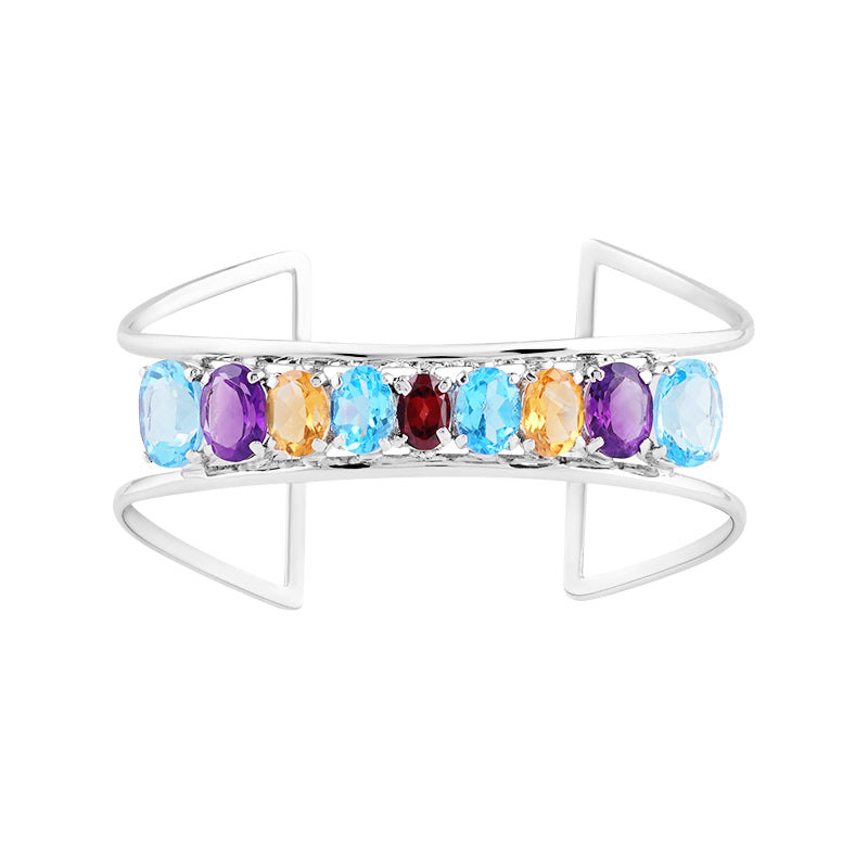 Sterling Silver Multi Stone Bangle