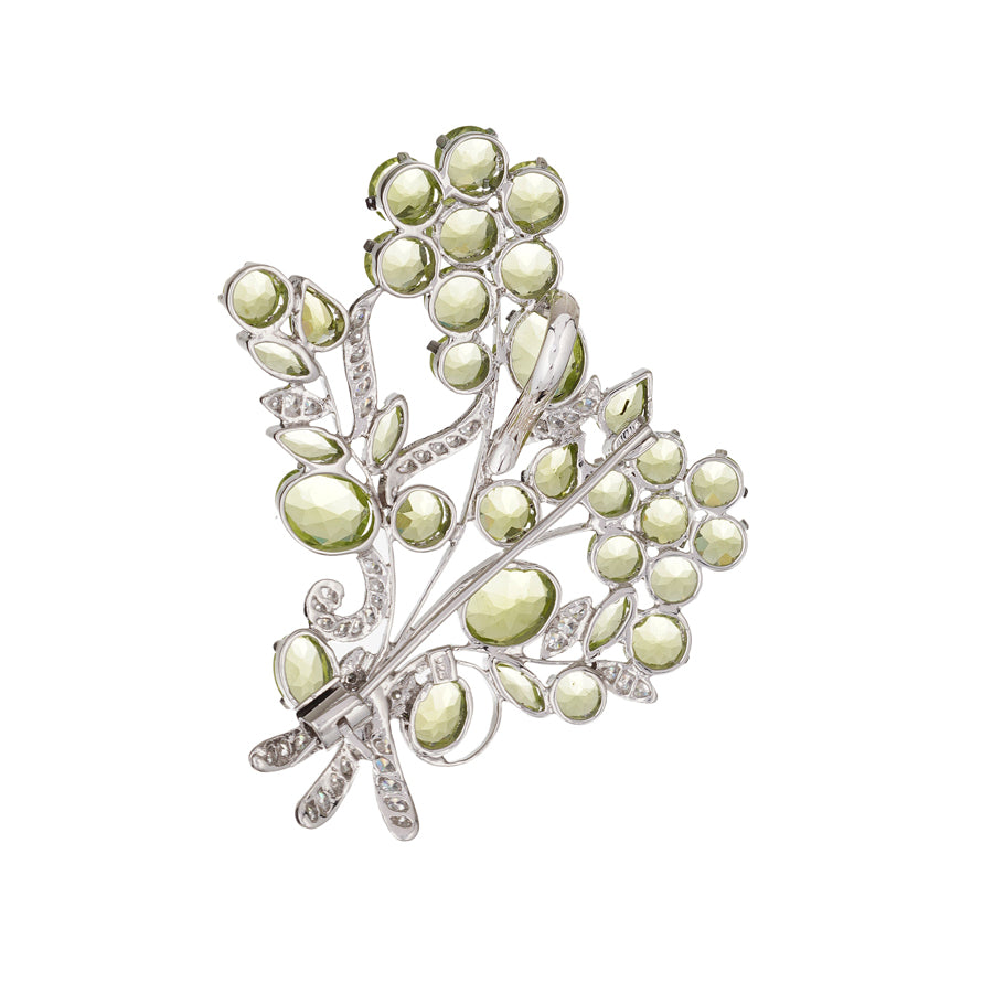 Peridot & Zircon Brooch in Sterling Silver