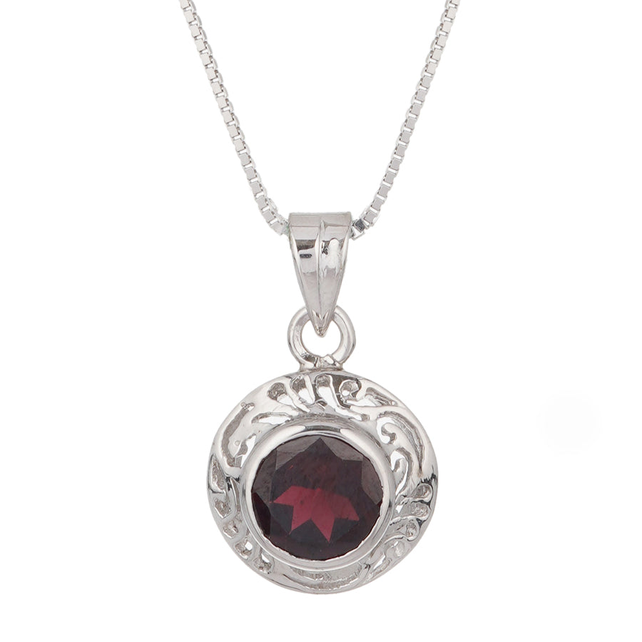 Sterling Silver Garnet Pendant