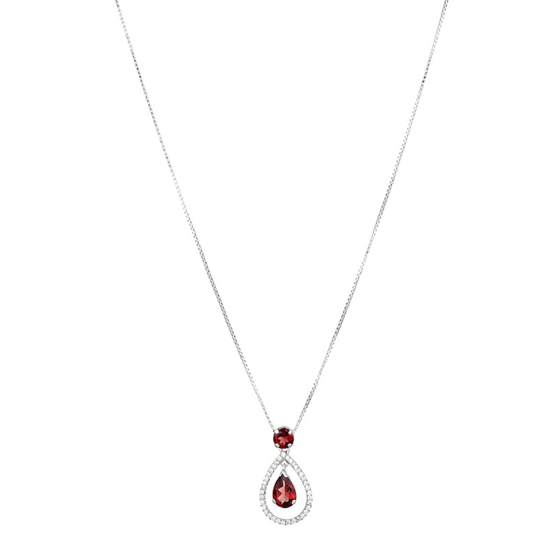 Sterling Silver Garnet & Zircon Pendant