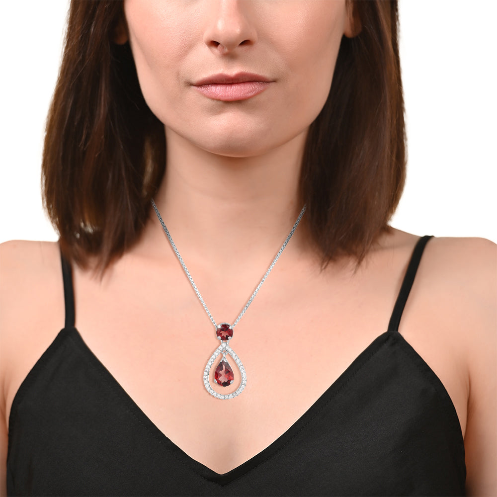 Sterling Silver Garnet & Zircon Pendant