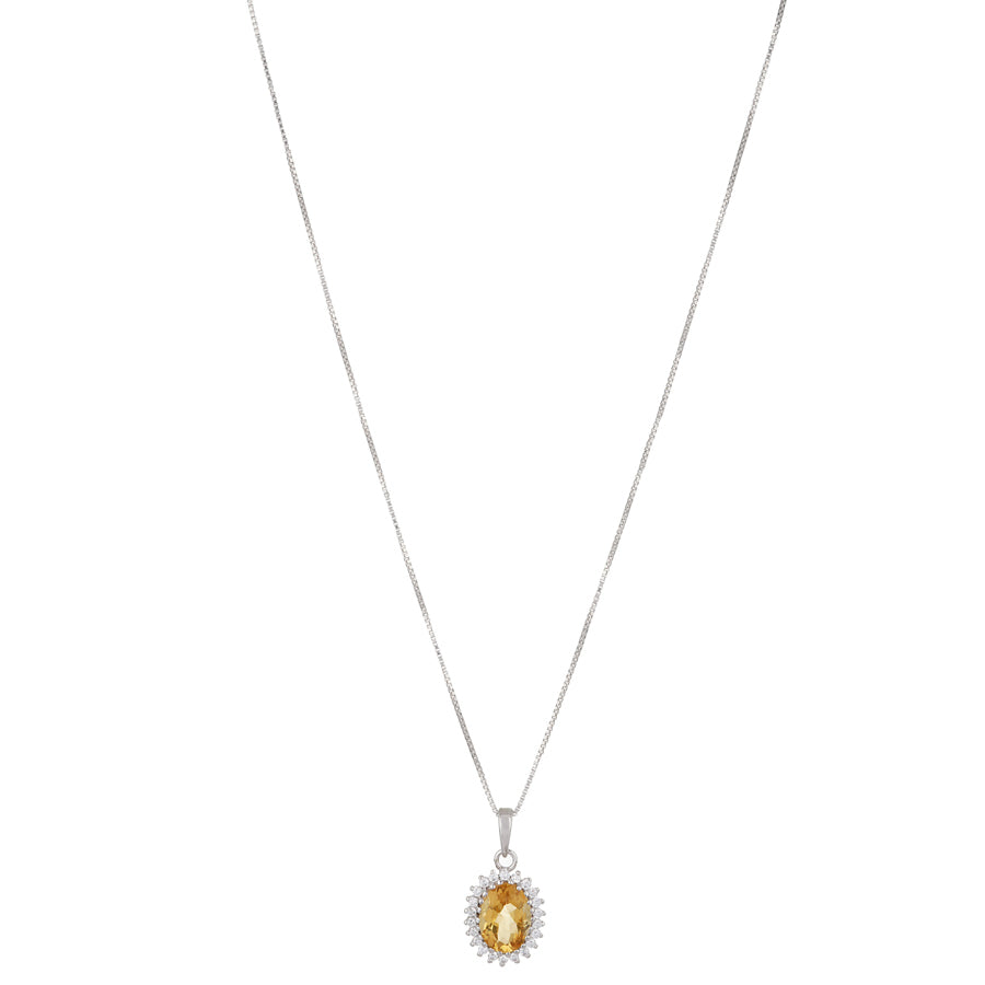 Sterling Silver Golden Topaz & Zircon Pendant