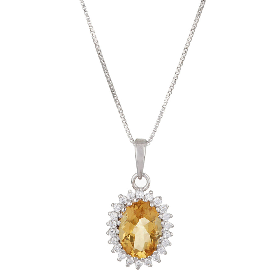 Sterling Silver Golden Topaz & Zircon Pendant