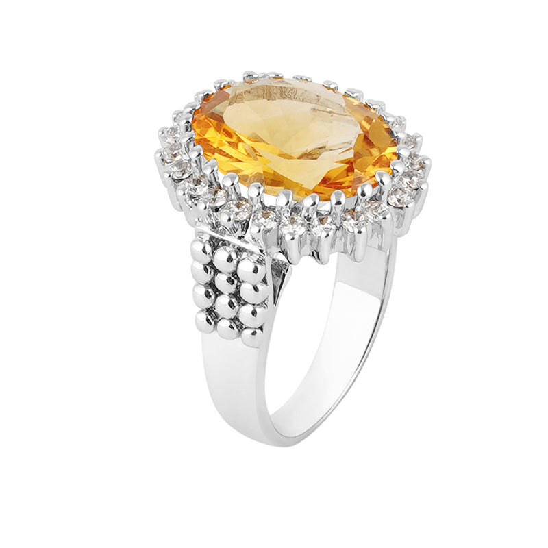 Golden Topaz & Zircon Ring in Sterling Silver