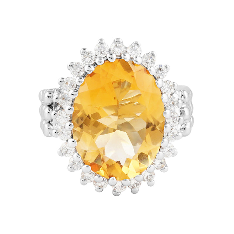 Golden Topaz & Zircon Ring in Sterling Silver