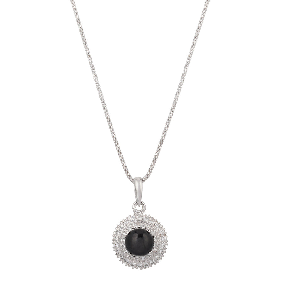 Sterling Silver Black Star & Zircon Pendant