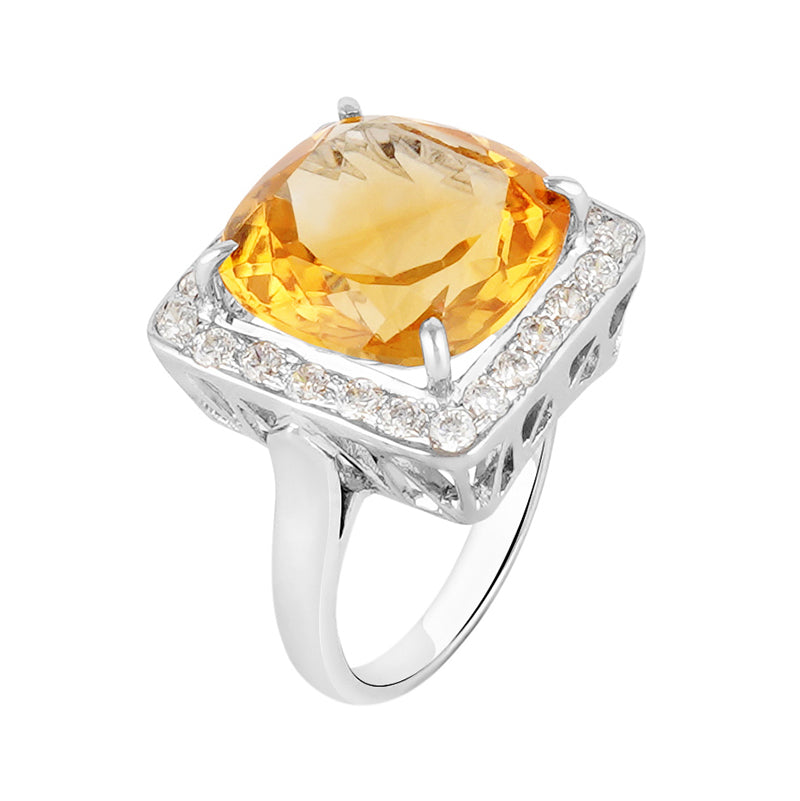 Golden Topaz & Zircon Ring in Sterling Silver