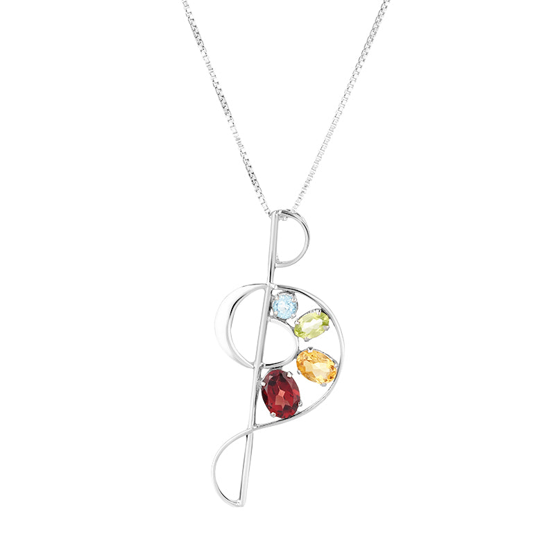 Sterling Silver Multi Stone Pendant