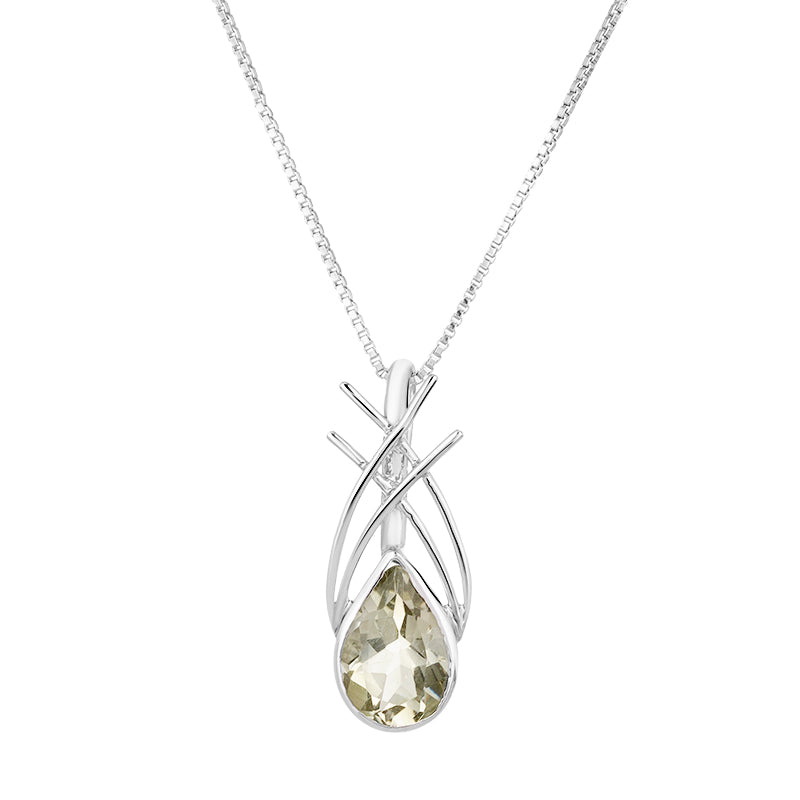 Sterling Silver Green Amethyst Pendant