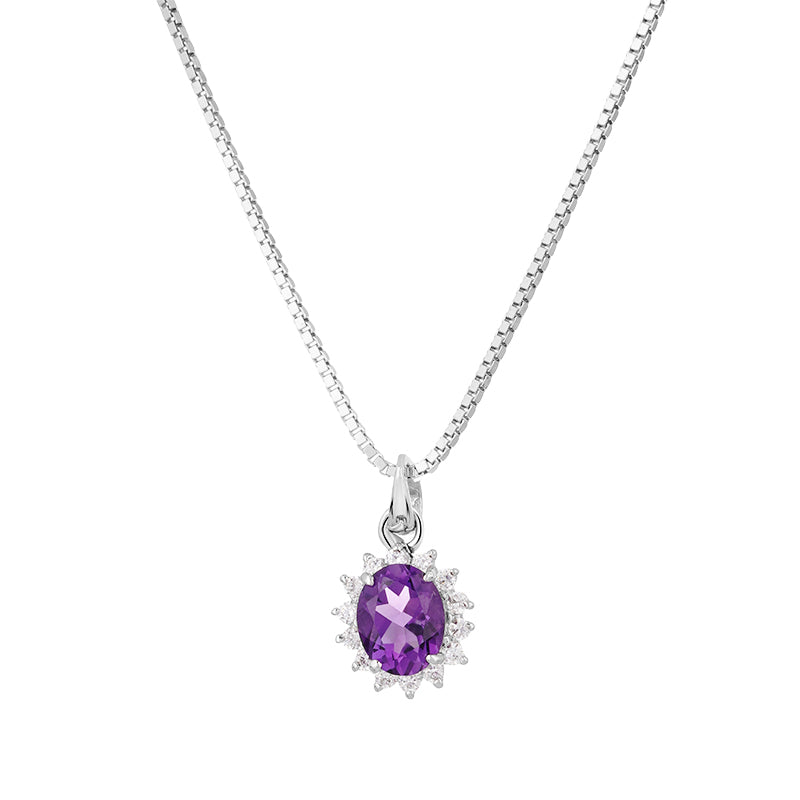 Sterling Silver Amethyst & Zircon Pendant