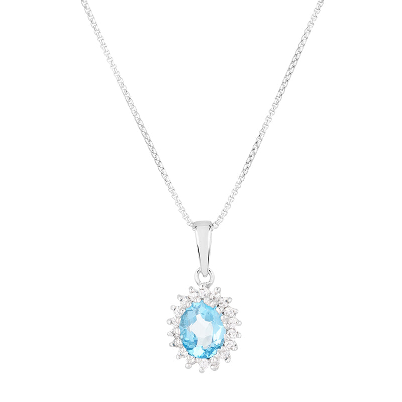 Sterling Silver Blue Topaz & Zircon Pendant