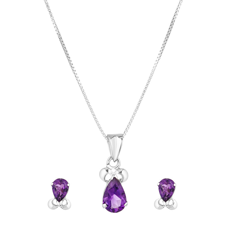 Sterling Silver Amethyst Pendant Set