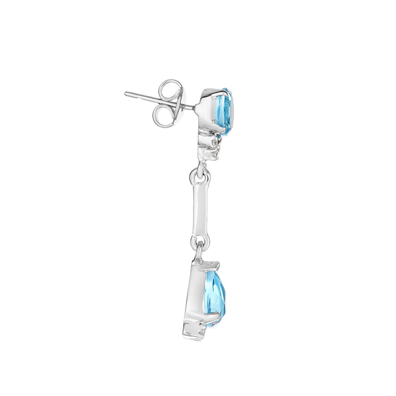 Sterling Silver Blue Topaz & Zircon Earrings