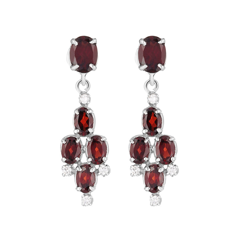 Sterling Silver Garnet & Zircon Earrings