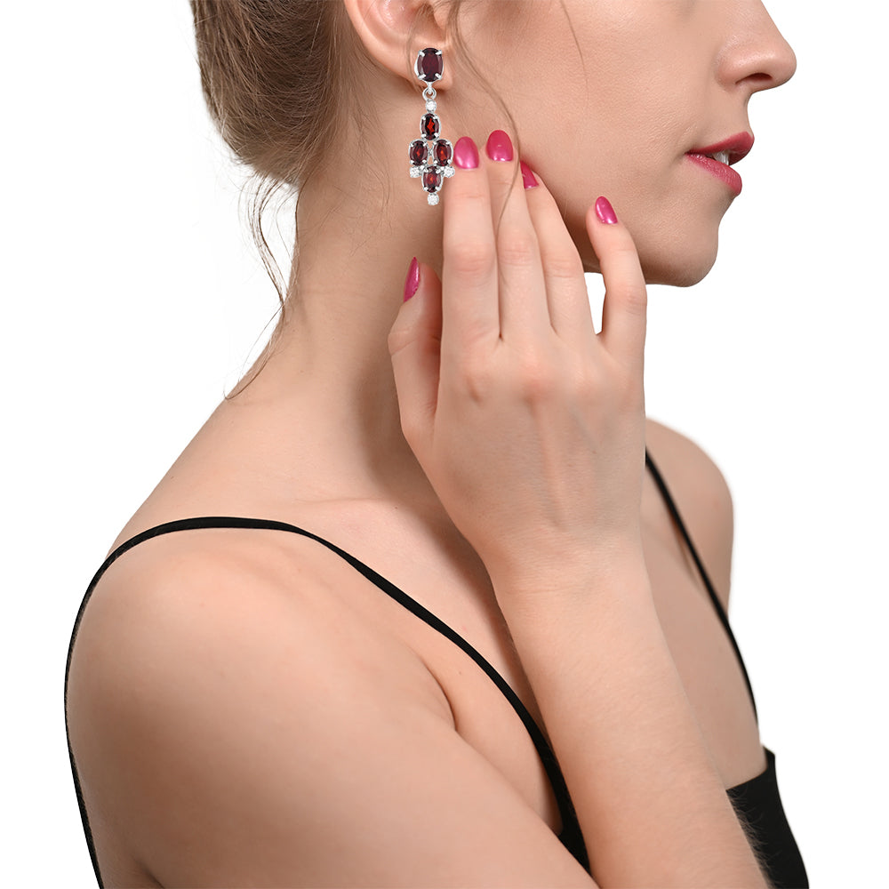 Sterling Silver Garnet & Zircon Earrings