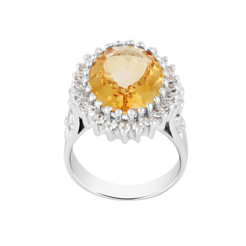 Golden Topaz & Zircon Ring in Sterling Silver