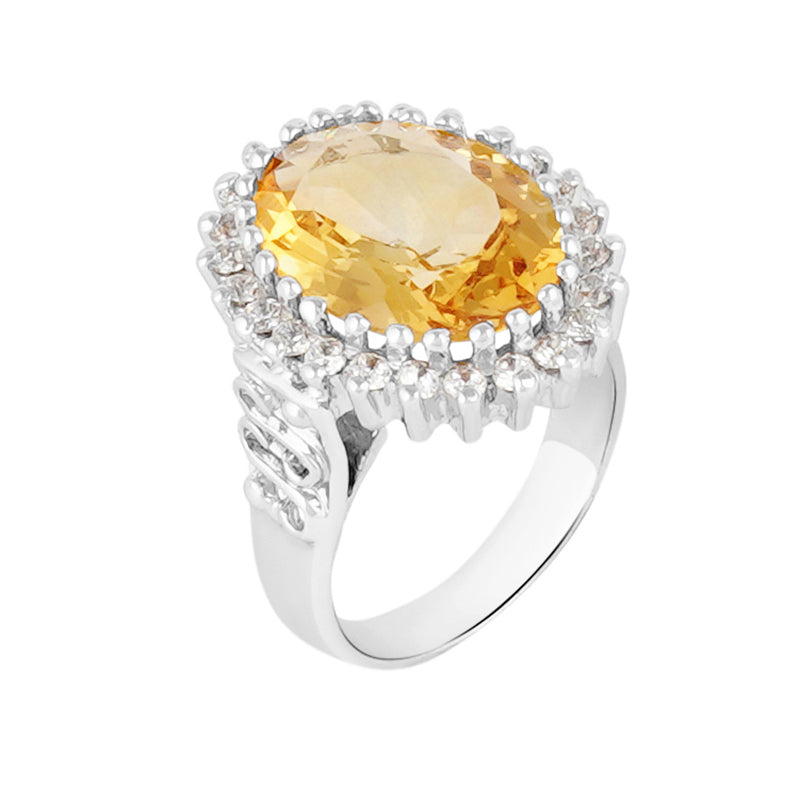 Golden Topaz & Zircon Ring in Sterling Silver