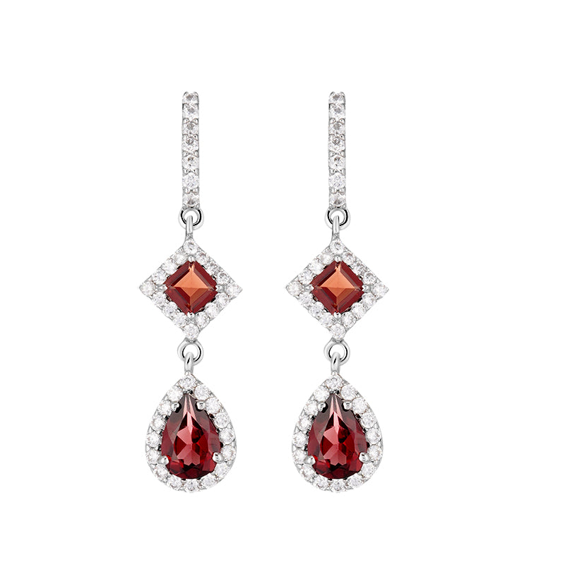 Sterling Silver Garnet & Zircon Earrings