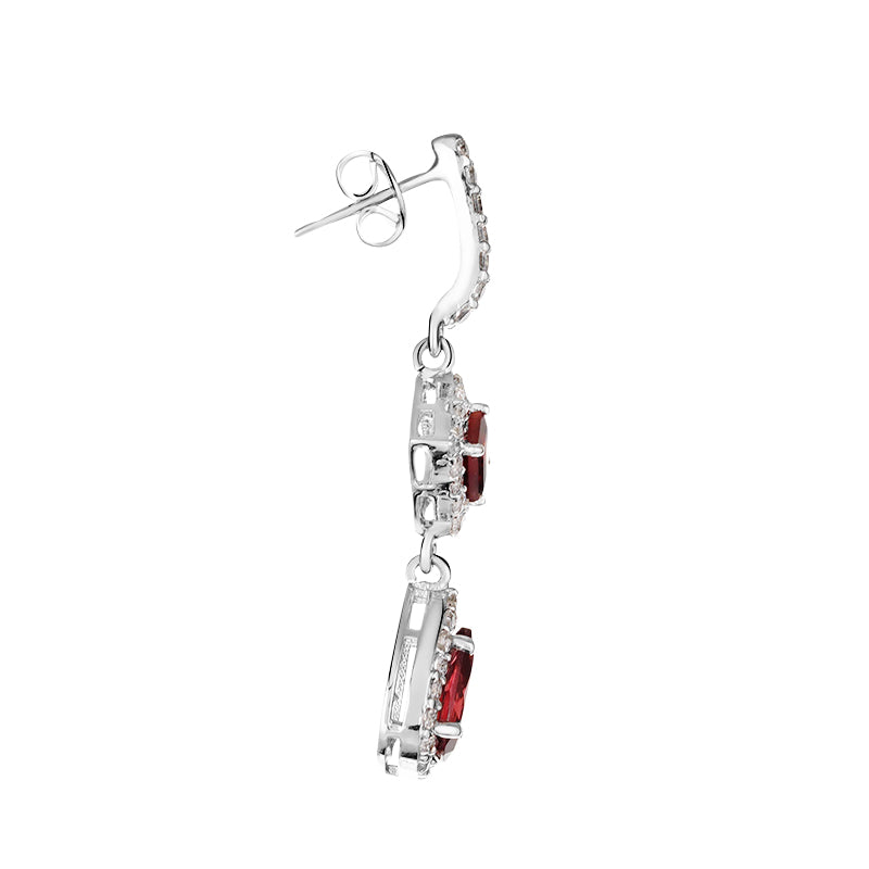 Sterling Silver Garnet & Zircon Earrings