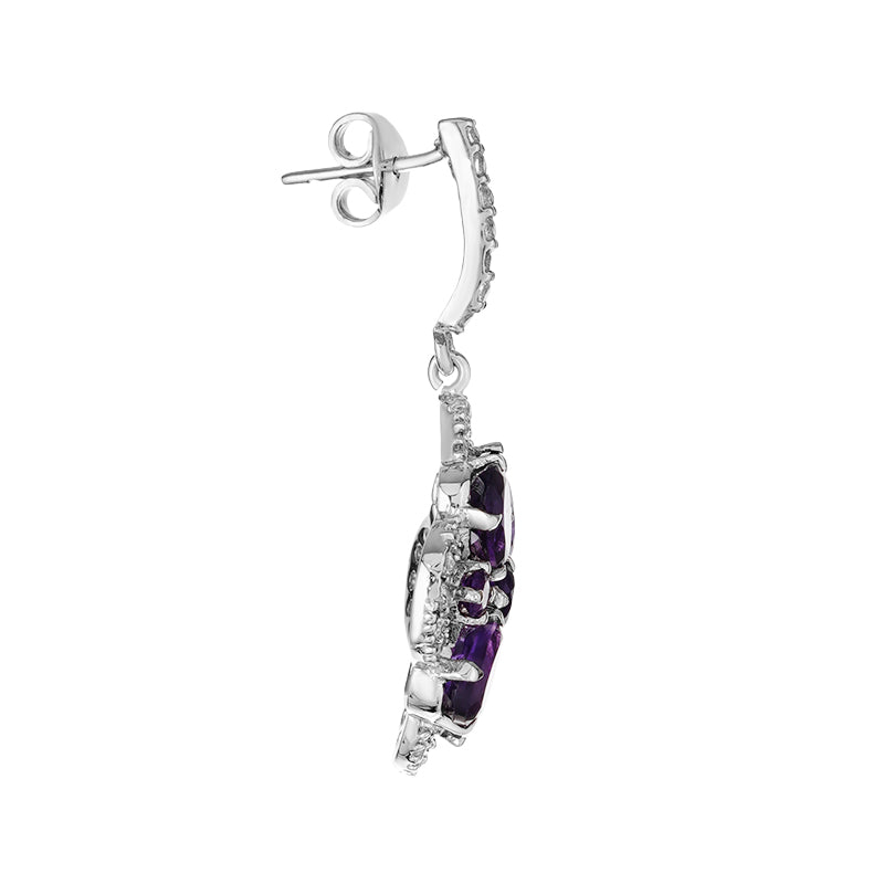 Sterling Silver Amethyst & Zircon Earrings