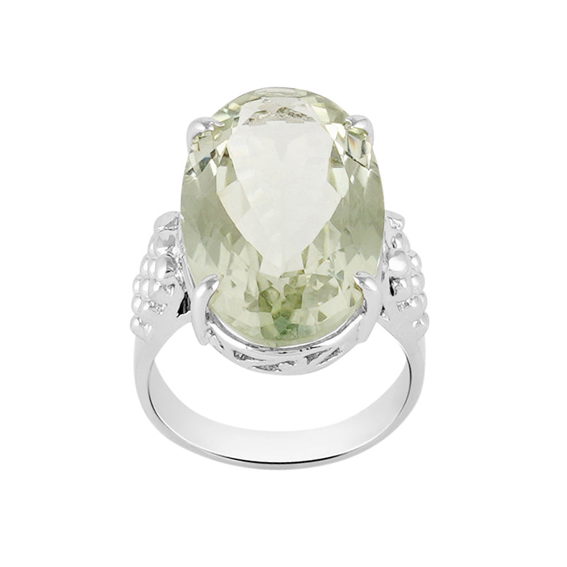 Green Amethyst Ring in Sterling Silver