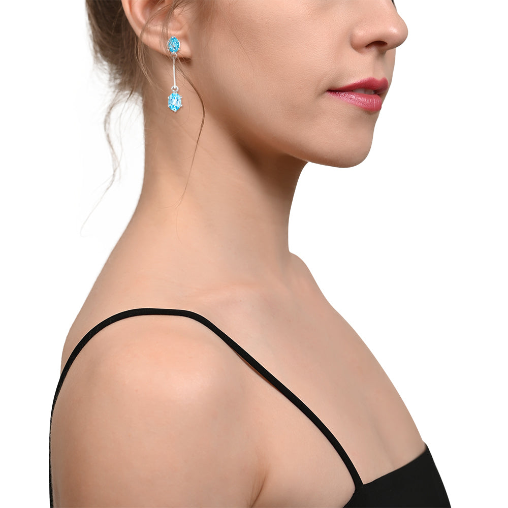 Sterling Silver Blue Topaz Earrings