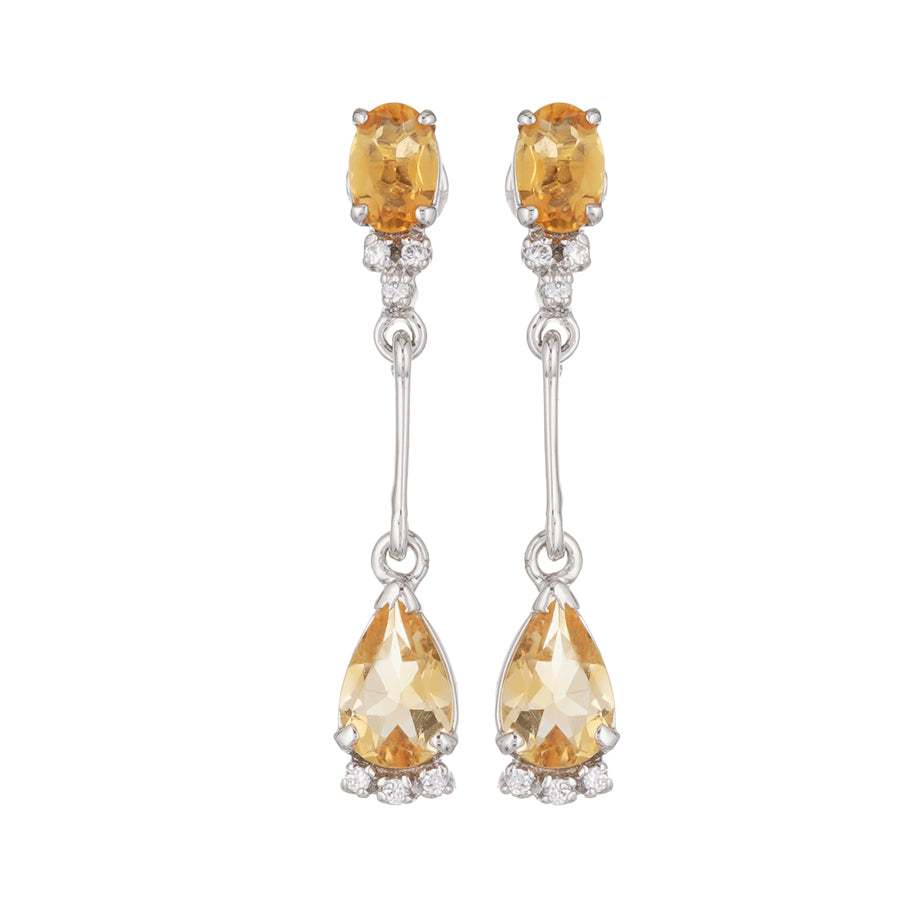 Sterling Silver Golden Topaz & Zircon Earrings