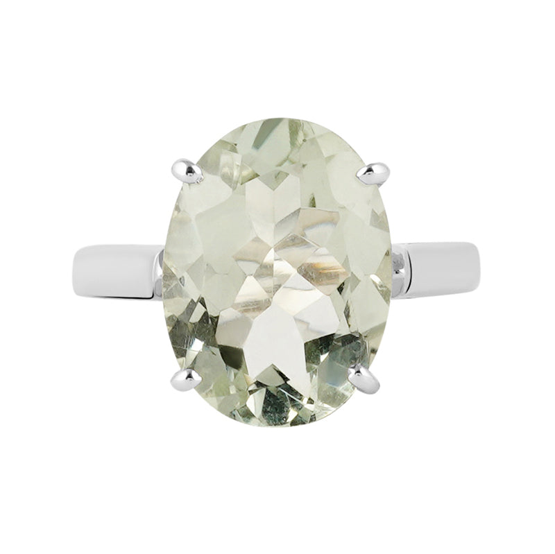 Green Amethyst Ring in Sterling Silver