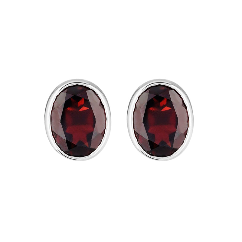 Sterling Silver Garnet Studs