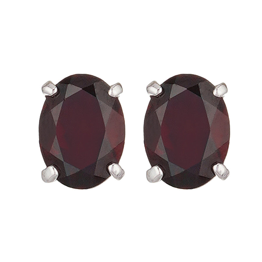 Sterling Silver Garnet Studs