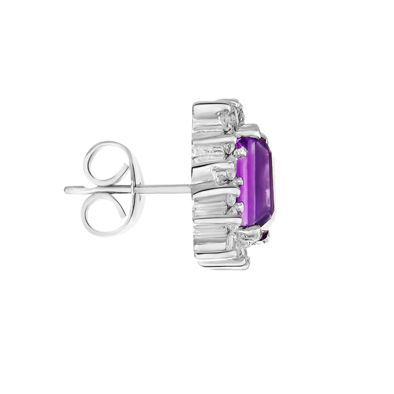 Sterling Silver Amethyst & Zircon Studs