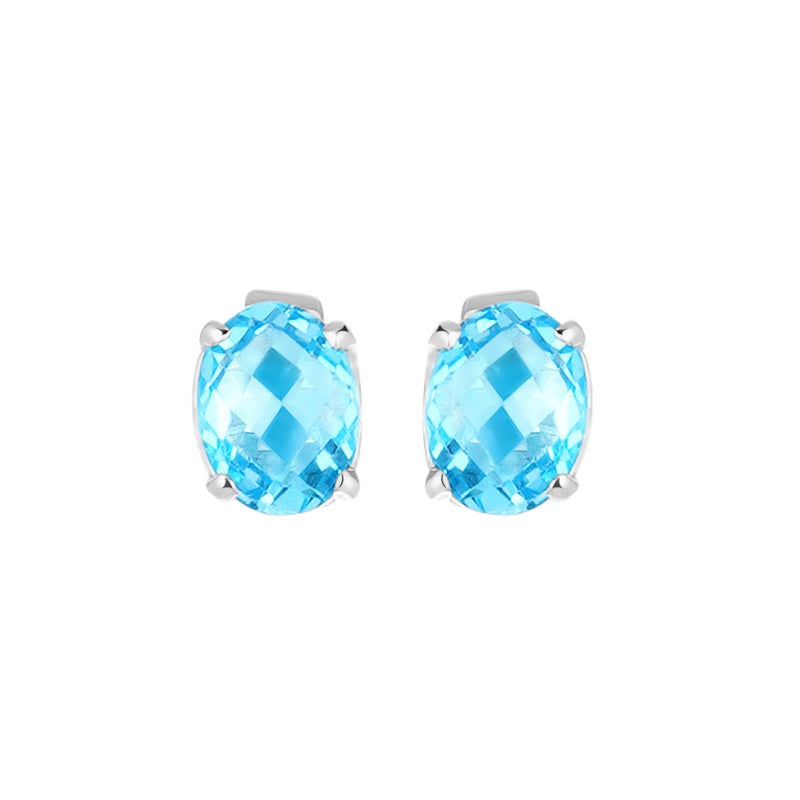 Sterling Silver Blue Topaz Studs