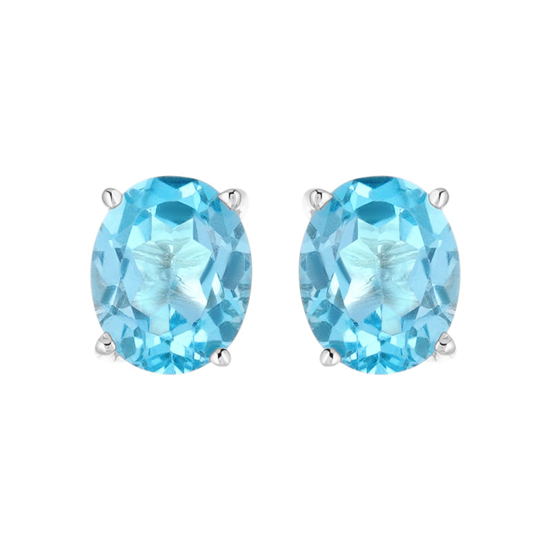 Sterling Silver Blue Topaz Studs