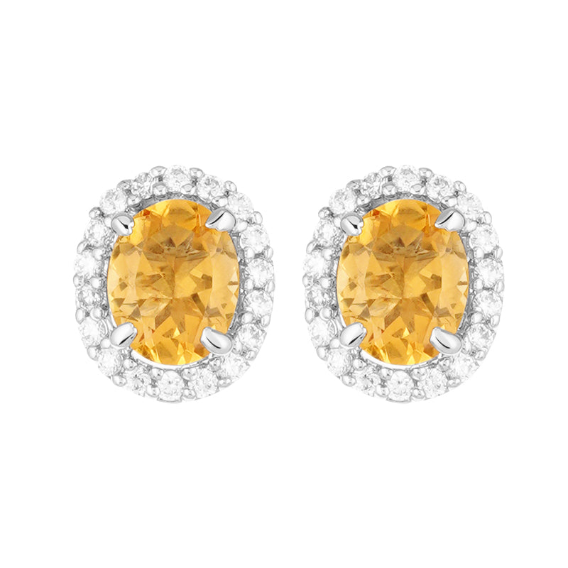 Sterling Silver Golden Topaz & Zircon Studs