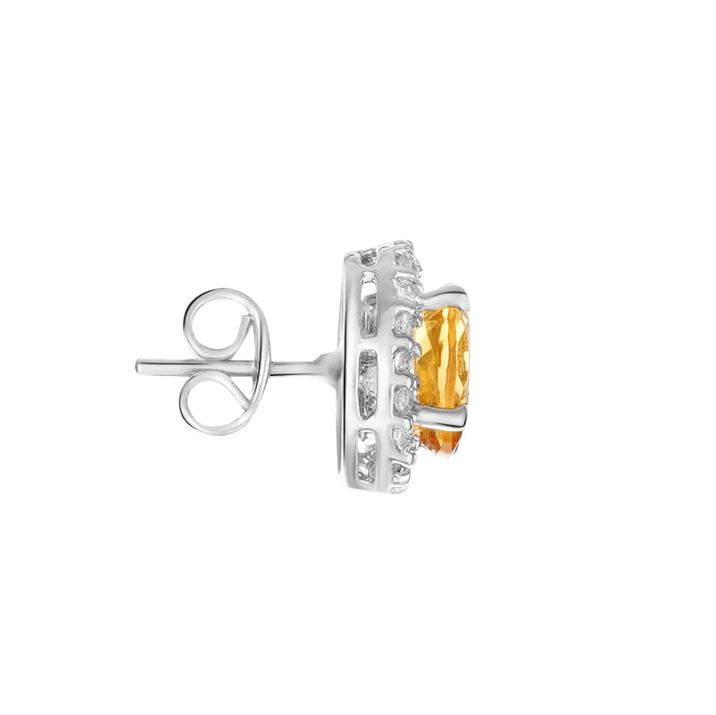 Sterling Silver Golden Topaz & Zircon Studs