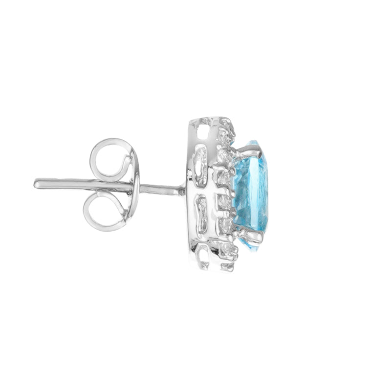 Sterling Silver Blue Topaz & Zircon Stud	s