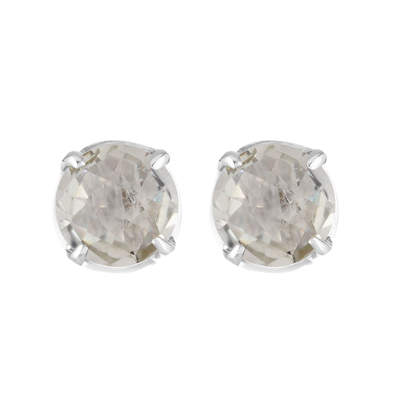 Sterling Silver Green Amethyst Studs