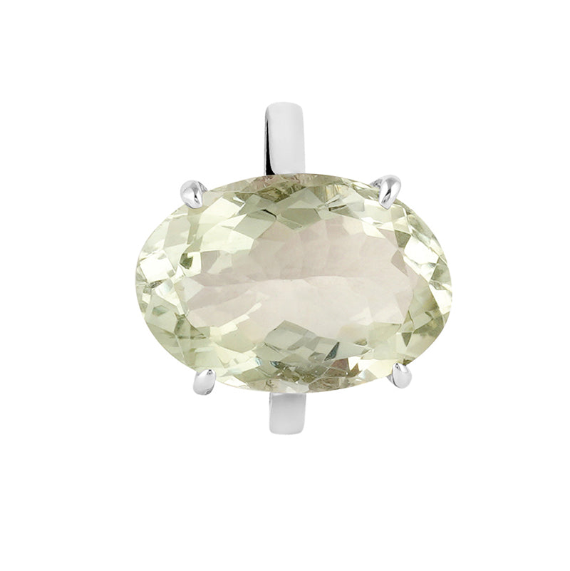 Green Amethyst Ring in Sterling Silver