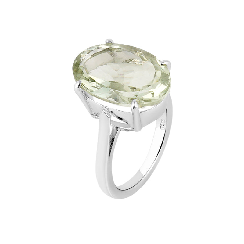 Green Amethyst Ring in Sterling Silver