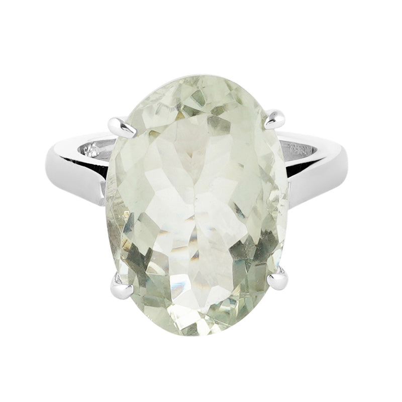 Green Amethyst Ring in Sterling Silver