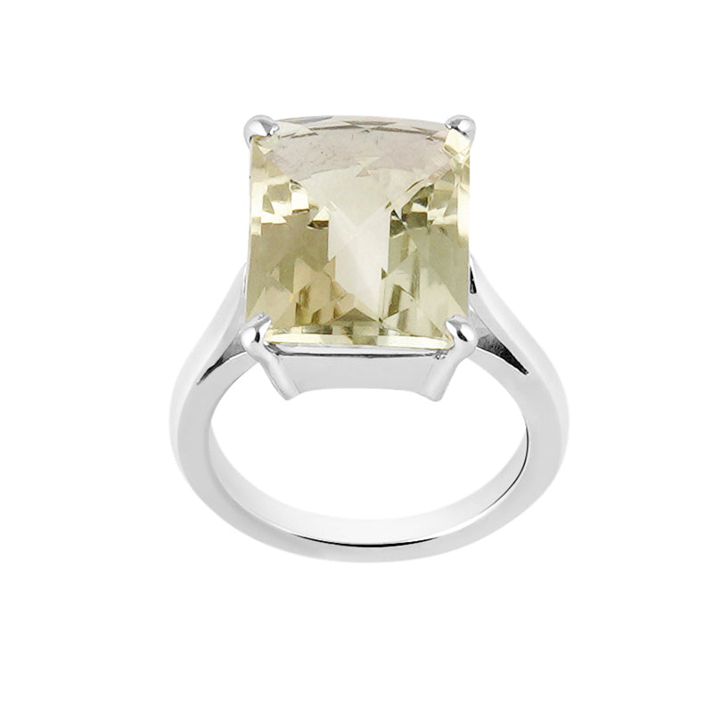 Green Amethyst Ring in Sterling Silver