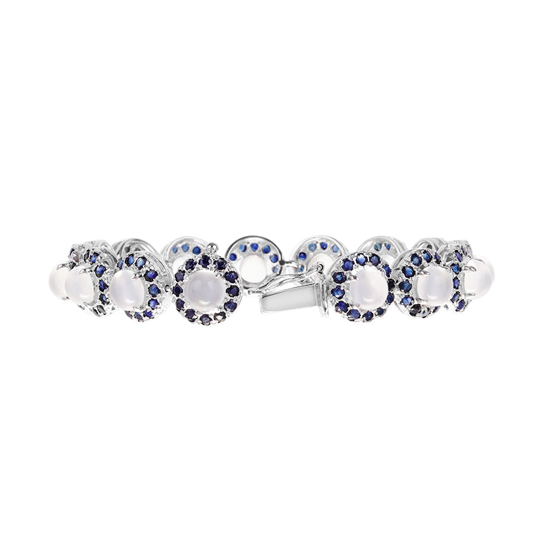 Sterling Silver Moonstone & Sapphire Bracelet